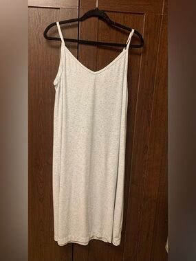 H&M Ribbed Tank Midi Dress – Grey Bodycon Stretch Minimalist | L